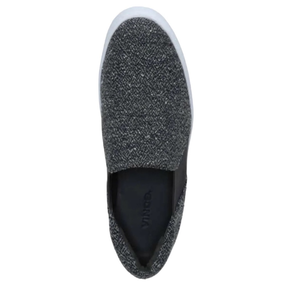 $225 Vince Warren Platform Sneakers 8 Gray Tweed Round Toe Notched Vamp Slip On - Picture 4 of 15